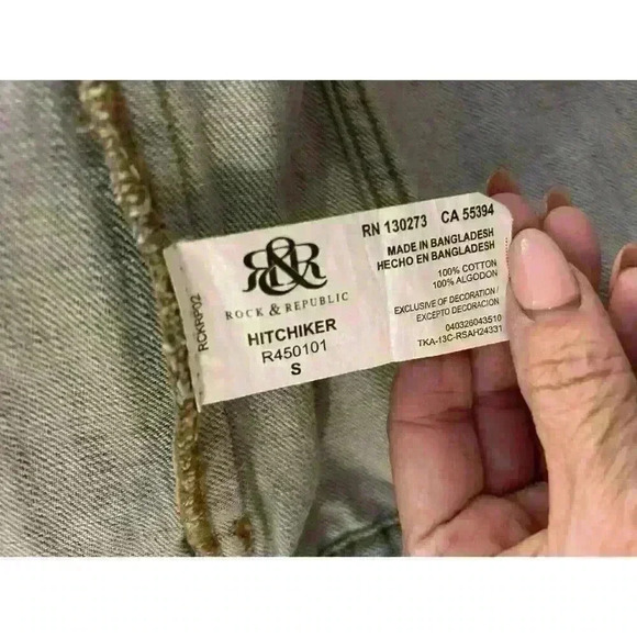 Rock & Republic Denim HITCHIKER Studded Distressed Jacket Size Small - Picture 11 of 11